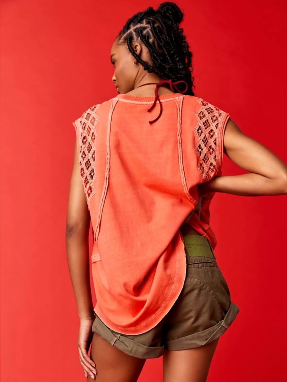 Free People Coral Bright Table For Two Tee Sz M - Picture 2 of 6